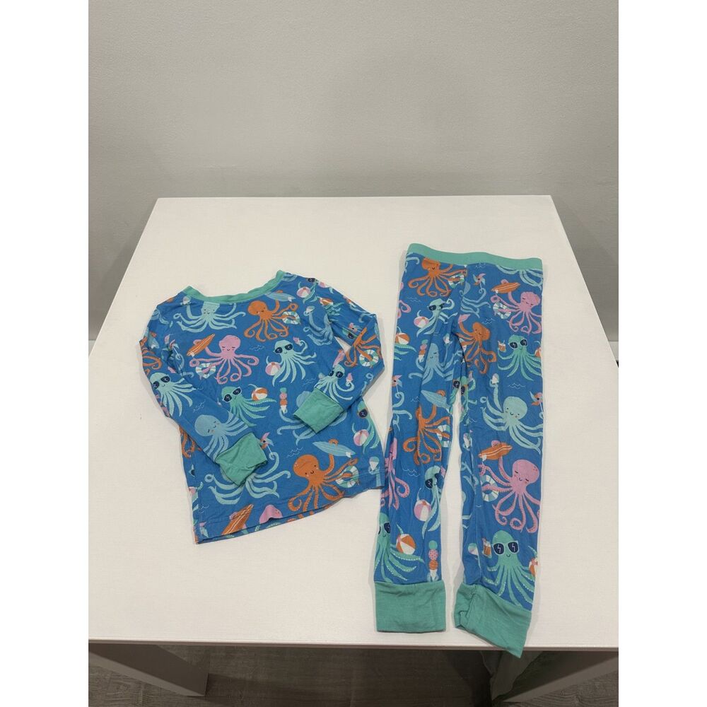 Little Sleepies 3T Octopus Beach Print 2 Piece Pajama Set Blue Bamboo